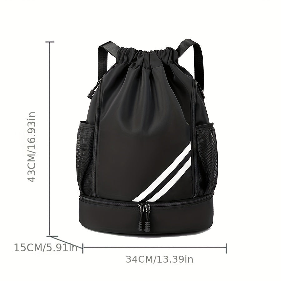 Polyester Drawstring Sports Gym Bag Waterproof with Pockets for Travel Hiking Climbing