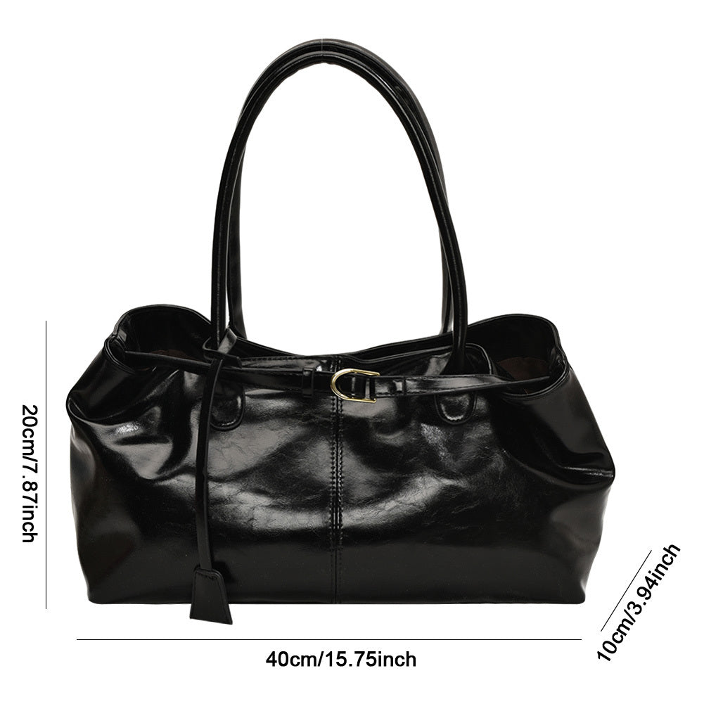 Женская сумка-тоут из искусственной кожи на плечо, черная, однотонная, повседневная