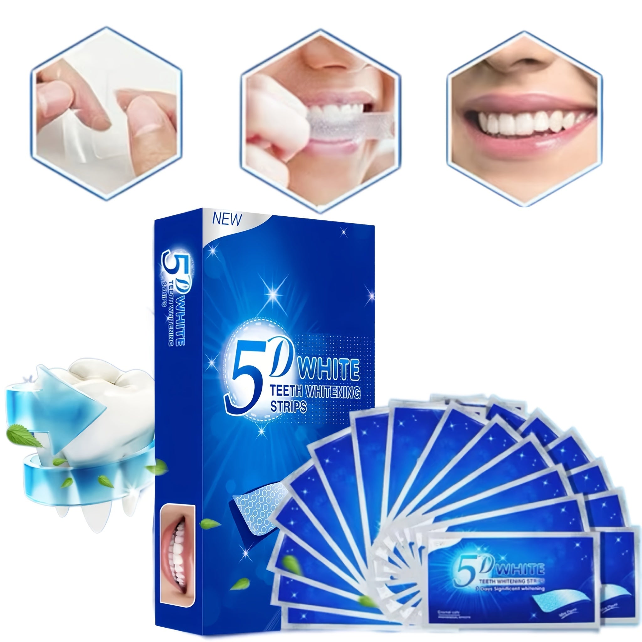 Teeth Whitening Strips 7/14 Pack 5D Oral Care Travel Safe Whitening