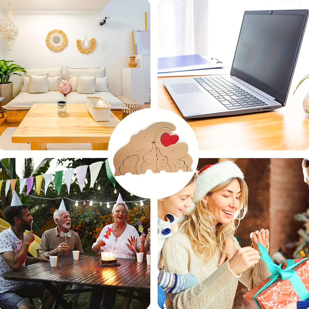 Деревянная головоломка-слон для семьи, красиво выполненное настольное украшение, идеально подходящее в качестве подарка на свадьбу, Рождество, День благодарения или День святого Валентина.