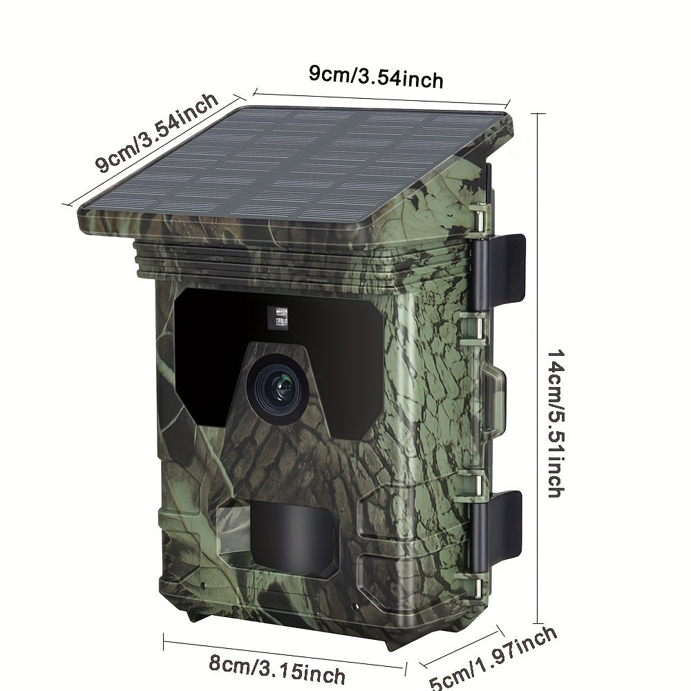4K Wildlife Trail Camera Solar Powered 50MP IPX-5 Waterproof with Auto Focus