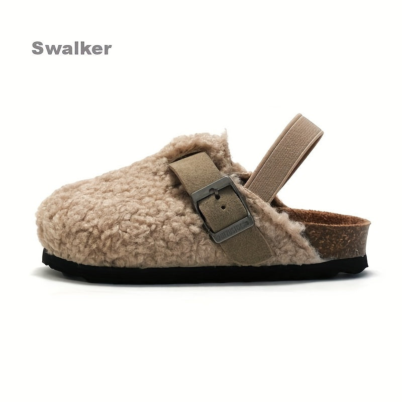 Girls Mule Shoes for Autumn and Winter Lightweight Fabric Geometric Spike Low Top