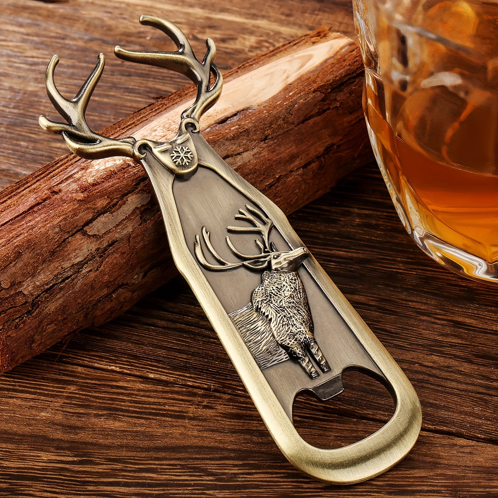 Stainless Steel Elk Bottle Opener with Velvet Pouch Stag Head Beer Opener