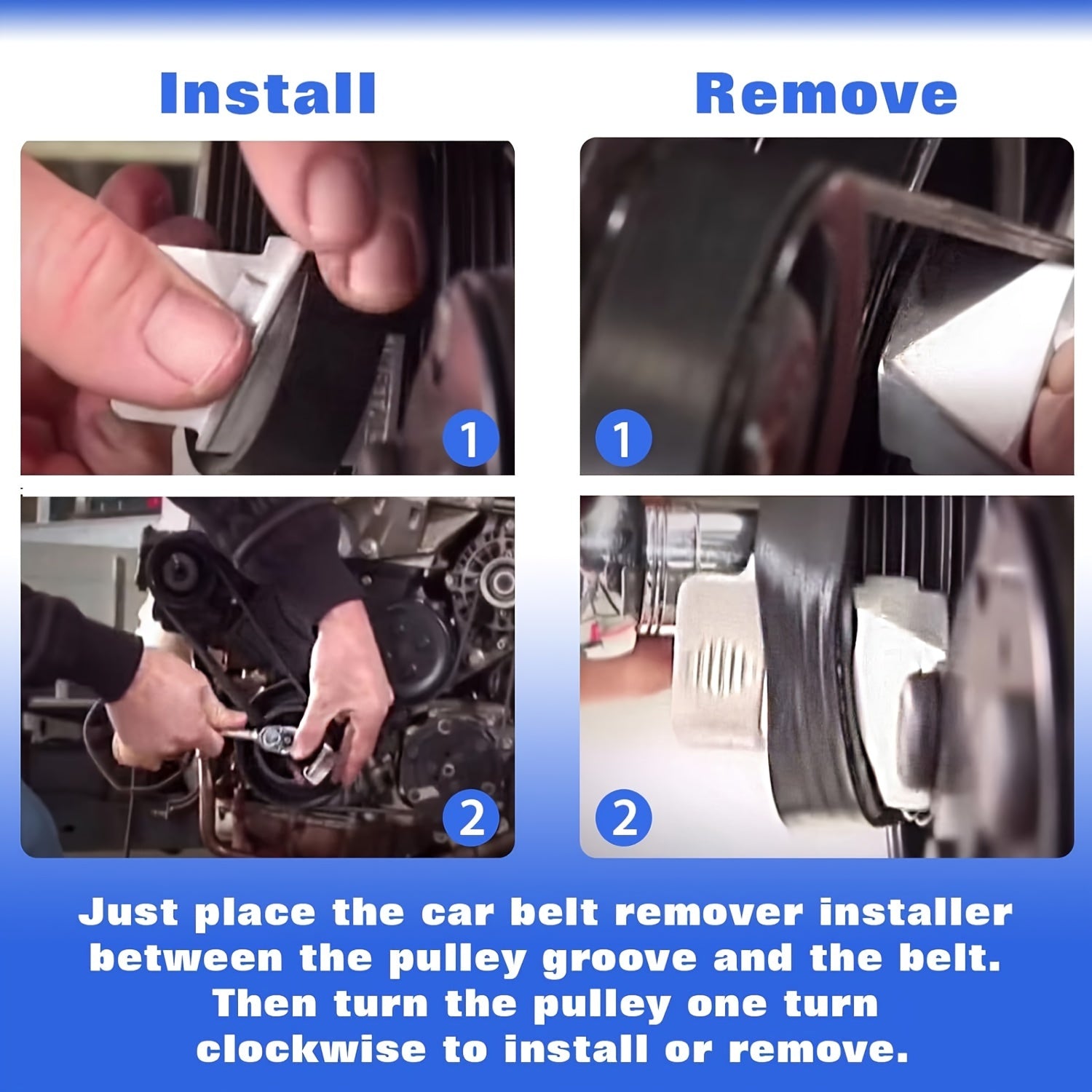 Kit de herramientas de 2 piezas para cinturón serpentino de metal, para automoción, extracción e instalación del tensor