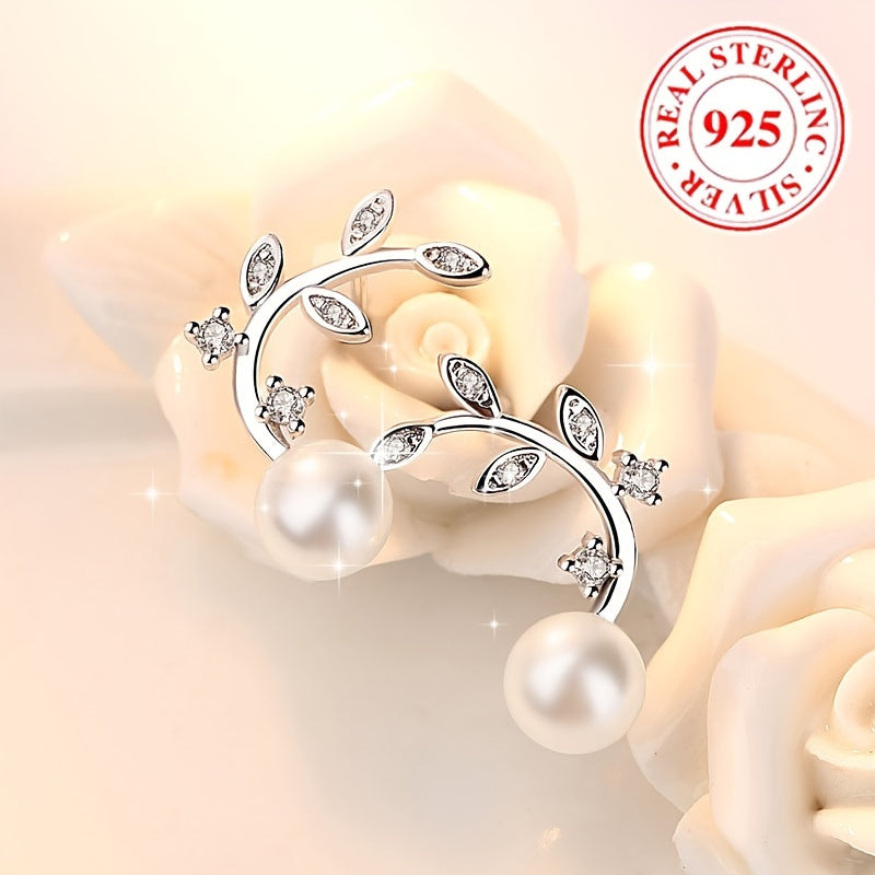 Zarif Gipoallergen 925 Sterling Silver Gul Shpanga Zirconia va Marvarid bilan bezatilgan - Ayollar uchun zamonaviy, trendy sovg'a, Har kuni kiyish va rasmiy tadbirlar uchun ideal