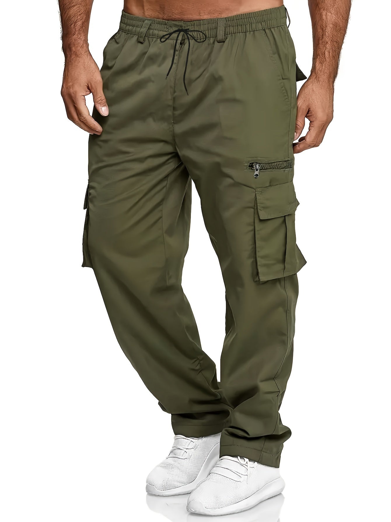 Men's Cargo Work Pants Set Large Size Polyester Casual All-Season
