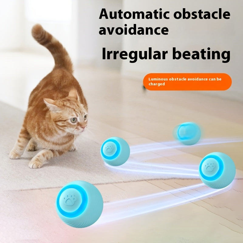 USB Rechargeable Cat Teaser Ball Striped Silicone All Breeds Interactive Toy