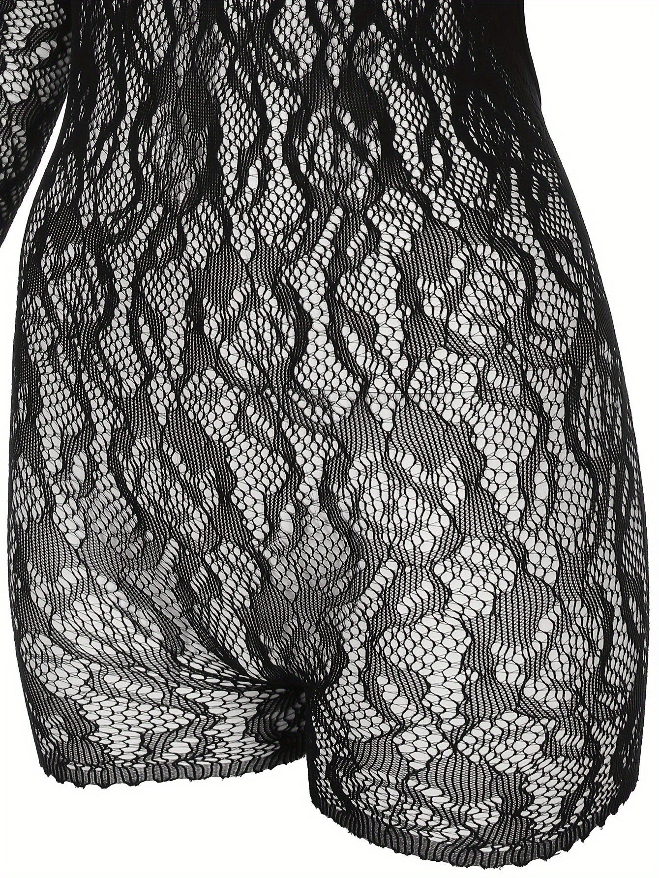 Women's Solid Color Mesh Hollow Bodysuit for Lingerie and Underwear
