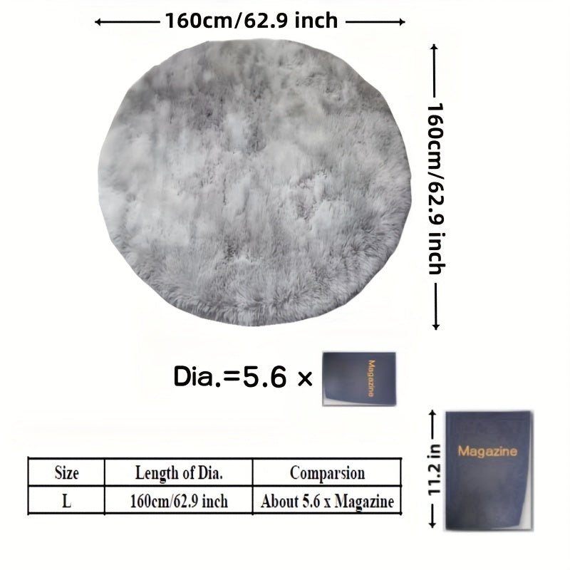 Ultra-Soft Plush Round Floor Mat Non-Slip Machine Washable Light Grey Black Grey