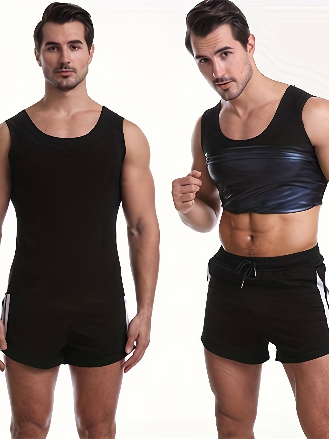 Chaleco casual sin mangas de color sólido para hombre con cuello redondo y tela elástica