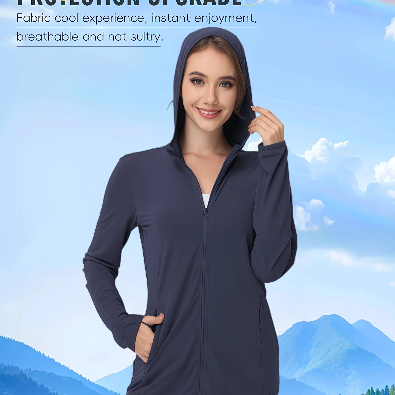 Plus Size Women's Lightweight Breathable Hooded Jacket for Outdoor Activities