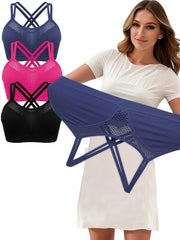 Women Seamless Sports Bra with Removable Pads Breathable Mesh, Solid Color