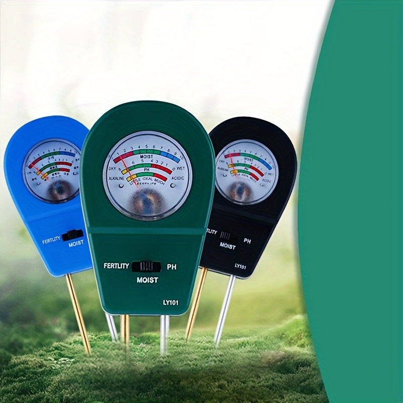 Three-In-One Soil Tester pH Humidity Fertility No Battery Gardening Tool