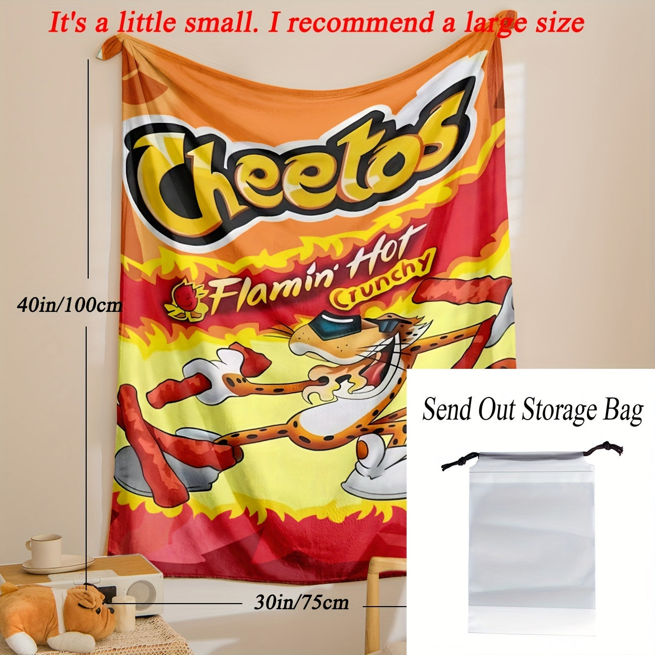 Crunchy Design Flannel Throw Blanket with Digital Print for Office Home and Travel