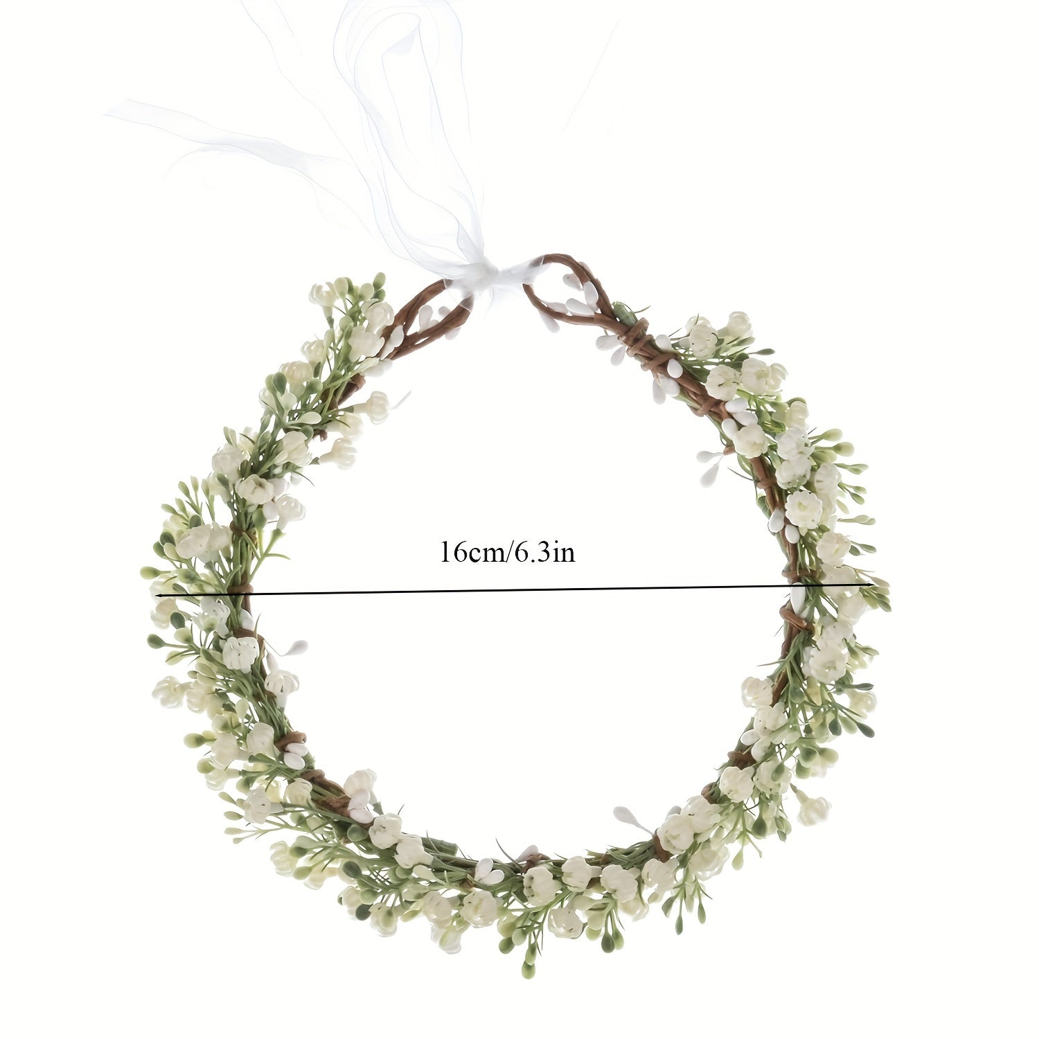 Artificial Baby's Breath Flower Crown Headband Floral Headpiece for Weddings Parties Festivals