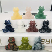 Natural Crystal Yoga Frog Figurine 40mm Hand-Carved Home Office Decor Gift