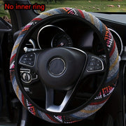 Unisex Bohemian Breathable Ethnic Fabric Car Steering Wheel Cover Polyester Fiber