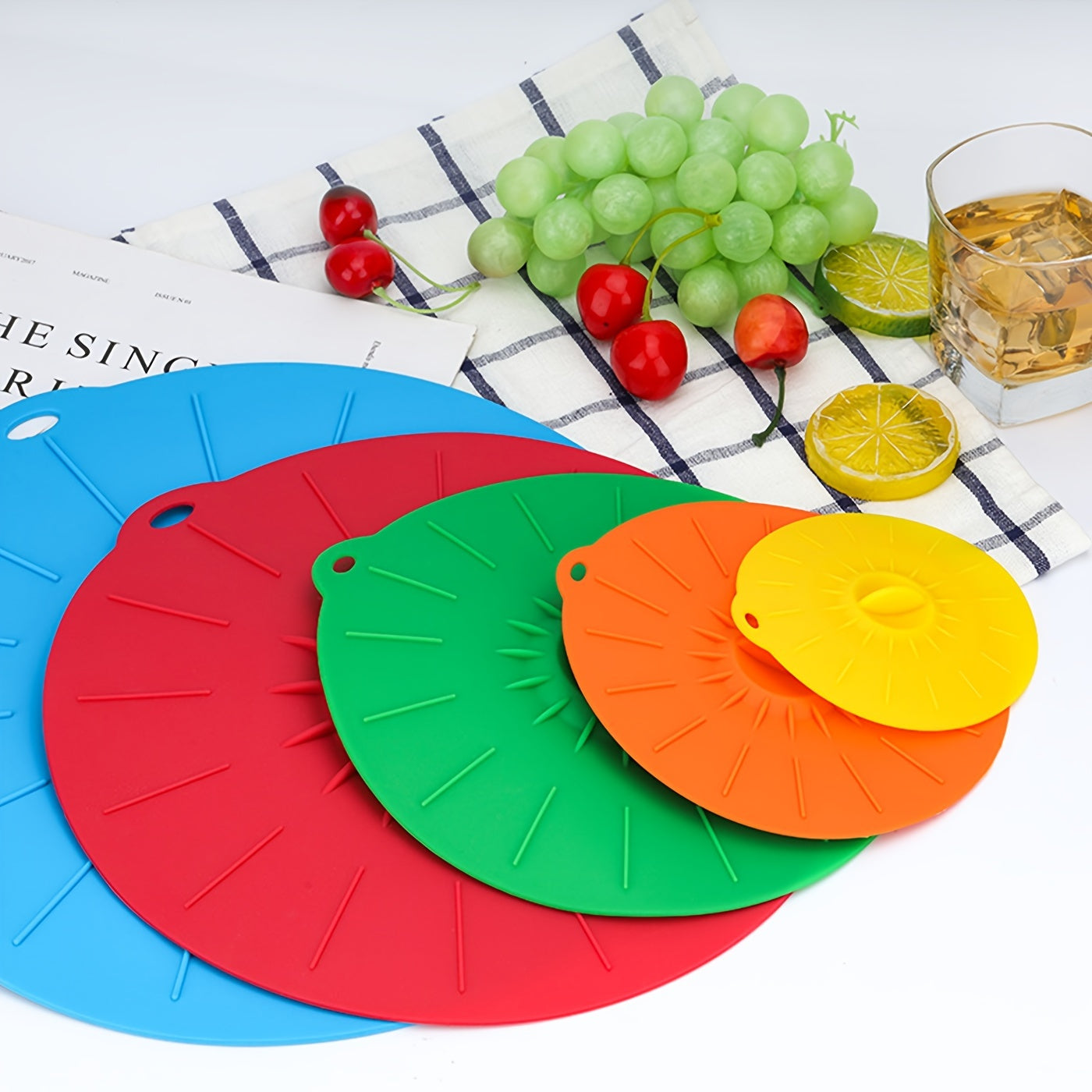 Set of 5 Silicone Food Covers Microwave and Dishwasher Safe Various Sizes