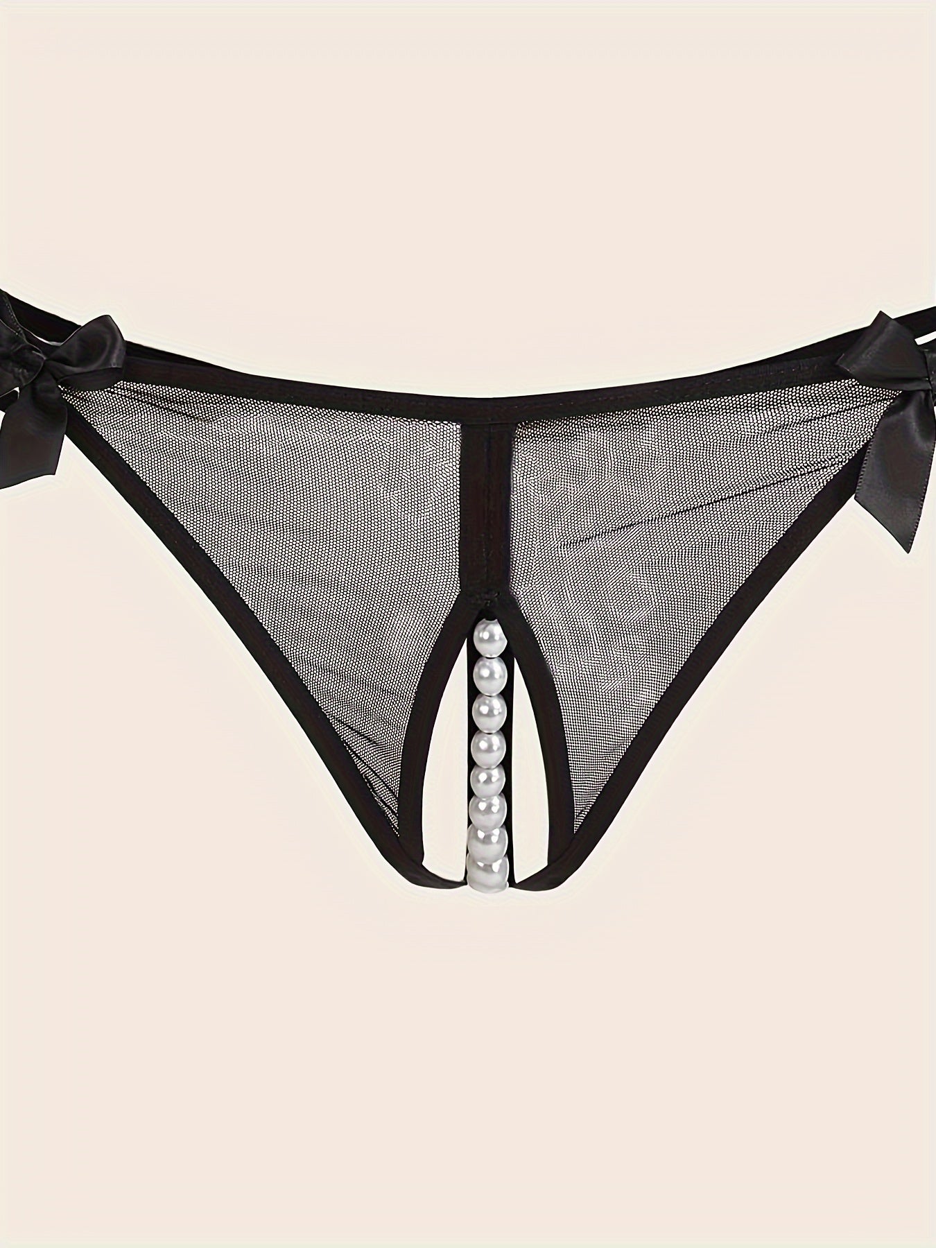 Women's Black Lace Triangle Underwear with Bow Detail