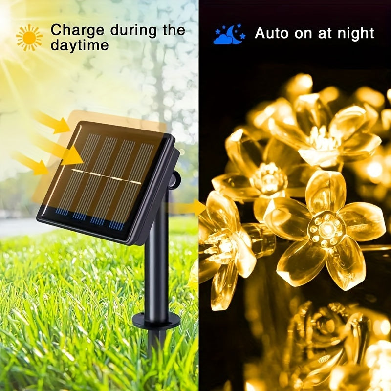 Luces de cadena solares exteriores en forma de cereza con 20/50/100 LED, impermeables IP44, blanco cálido o blanco