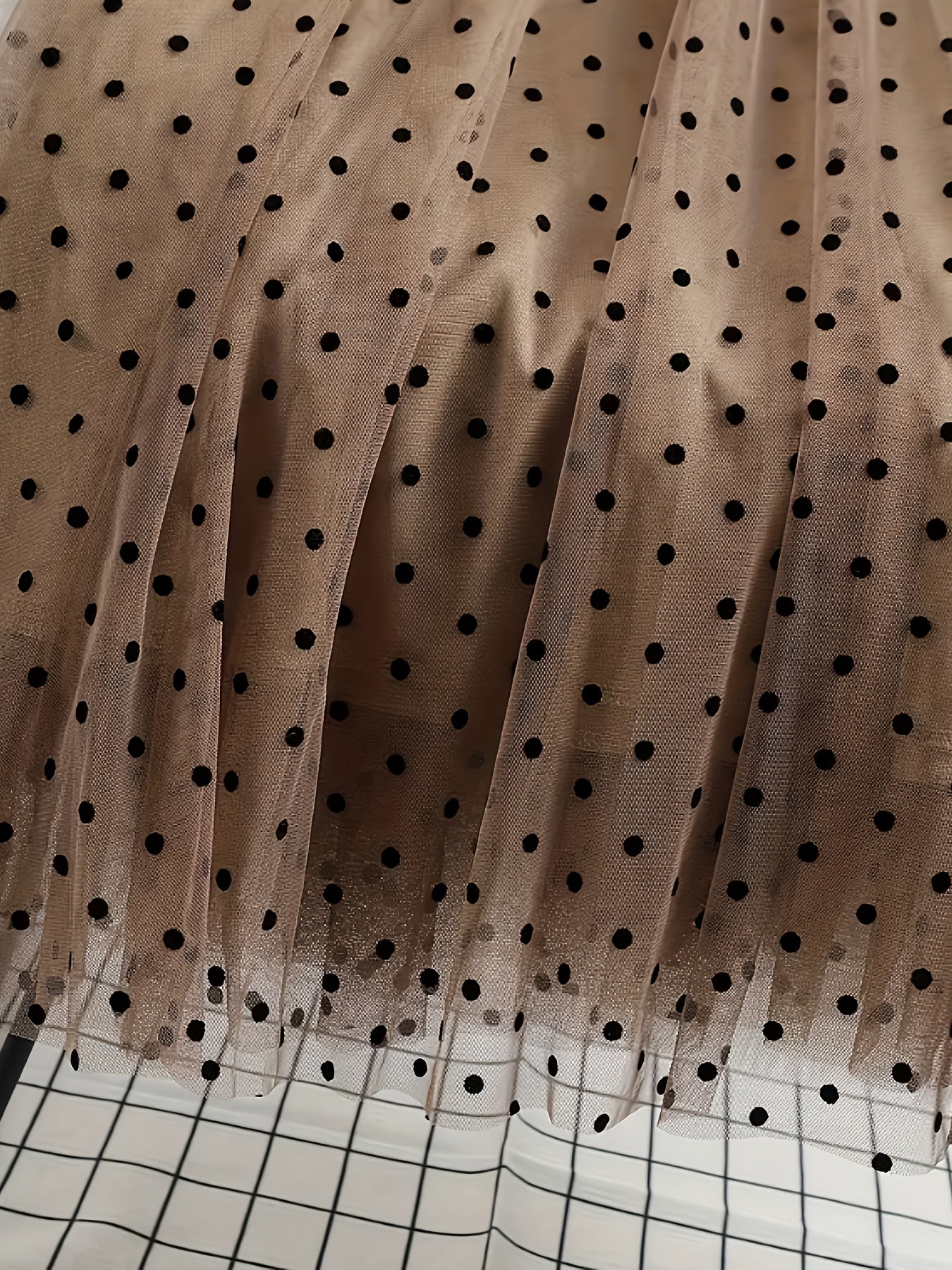 Plus Size Polka Dot Sheer Skirt Lightweight Polyester Flared Summer Beach Cover-Up