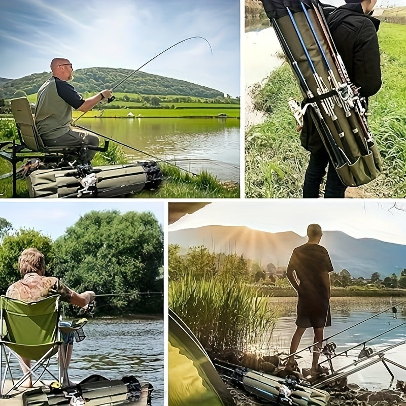 Large Waterproof Green Fishing Rod Bag with Drawstring Closure