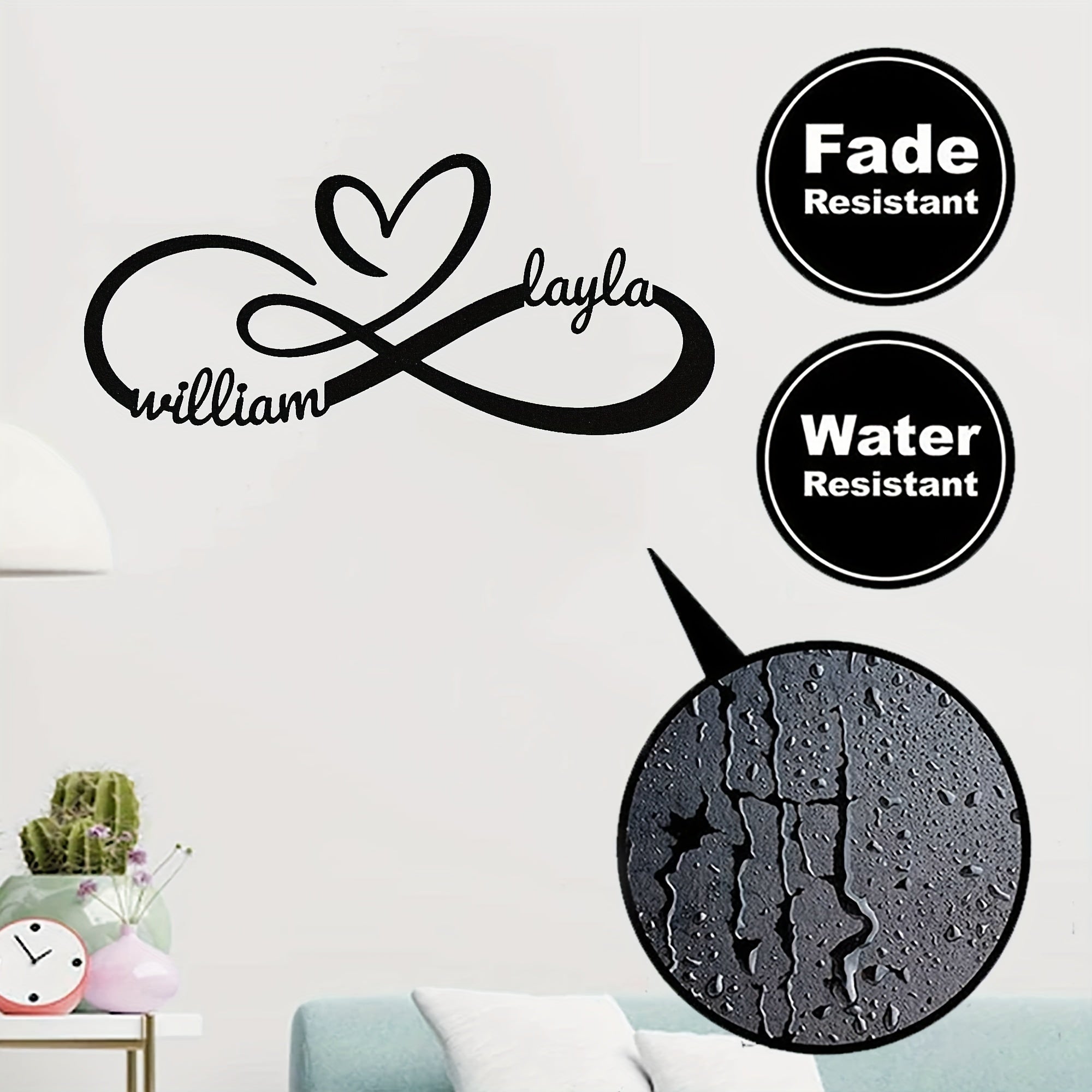Personalized Metal Couple Name Sign Infinity Love Heart Wall Art for Wedding Anniversary Gift