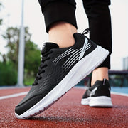 Men's Low Top Sneakers with Lace-Up Closure Durable PU Upper Solid Color Casual Shoes