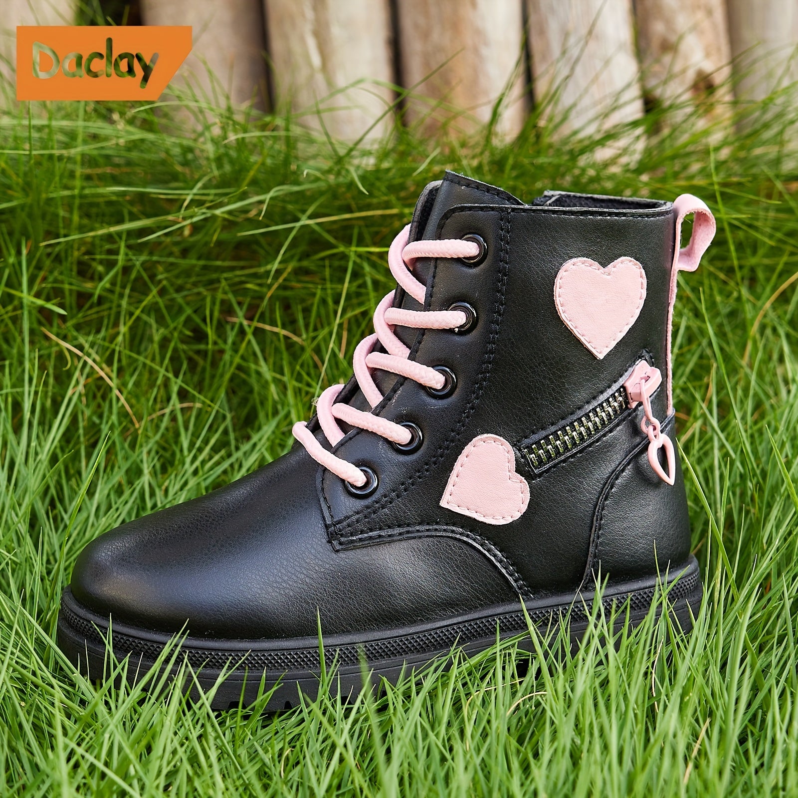 Girls Heart Pattern Casual Boots Lightweight Non-slip Fall Winter