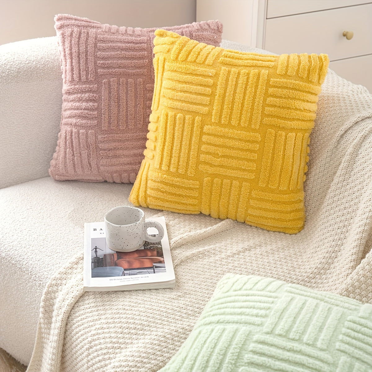 Boho Throw Pillow Cover Soft Plush Stripe Farmhouse Cushion Cover 45.72cm 45.72cm 30.48cm 50.8cm