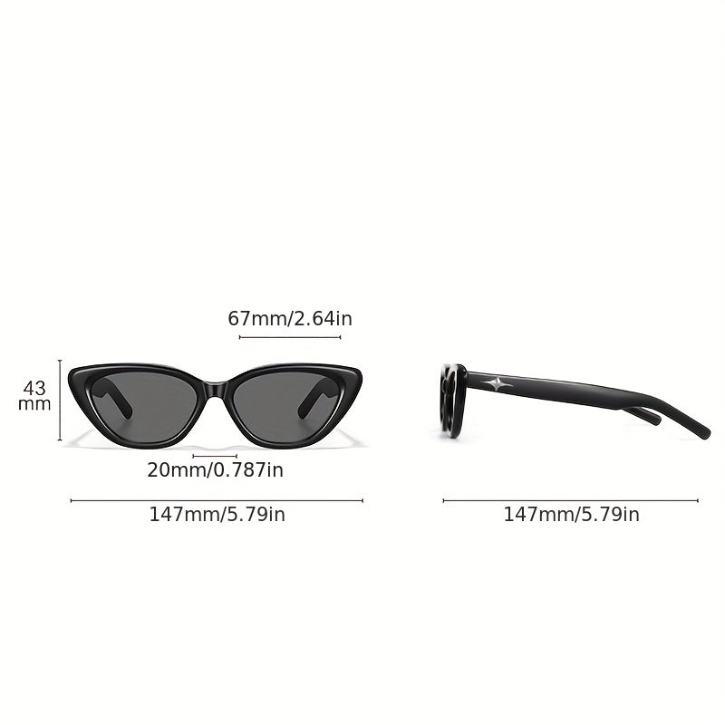 Cat Eye Fashion Glasses with Star Punk Design for Beach Party Hiking and Clubwear