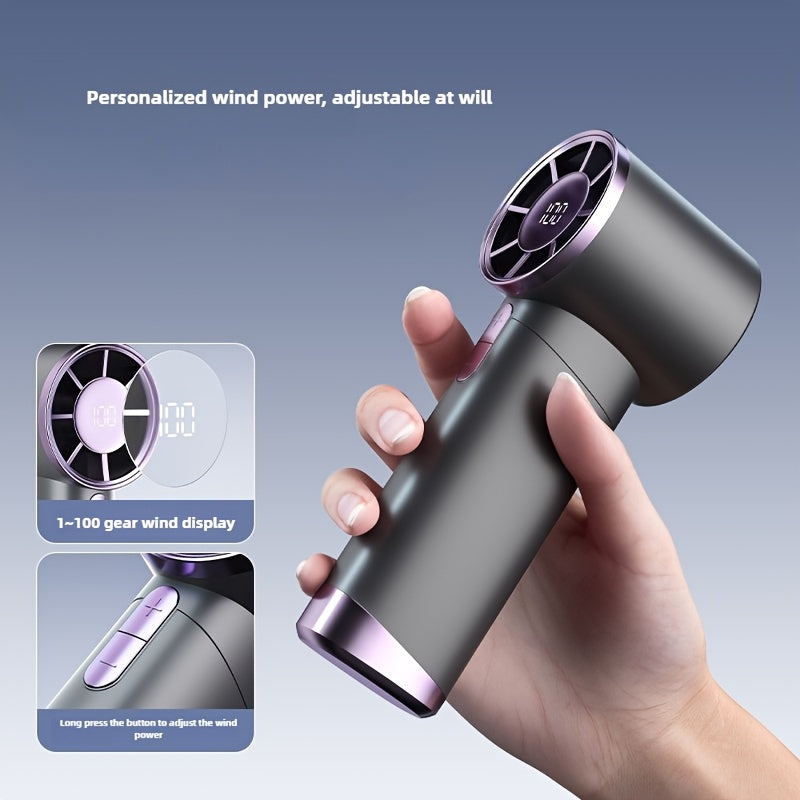 Ручной вентилятор с турбо-режимом на 100 скоростей, перезаряжаемой батареей 3000 мАч, LED-дисплеем