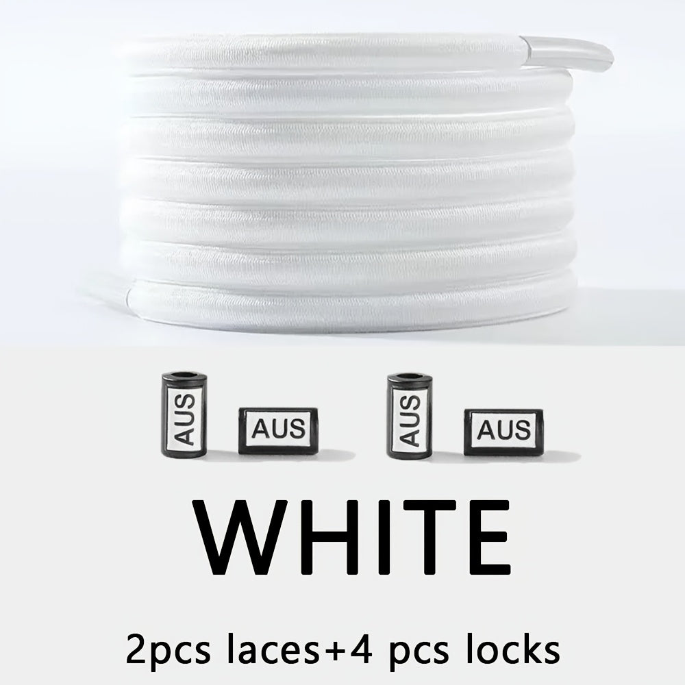 Unisex Elastic No-Tie Shoelaces 100cm Solid Color Lightweight Durable
