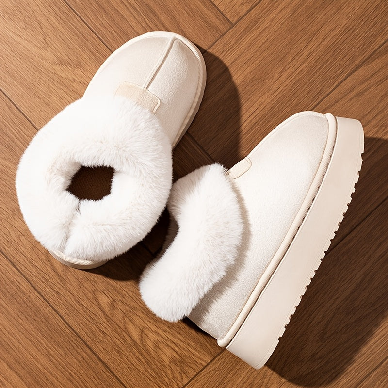 Women's Plush Lined Indoor Slippers Non-Slip Quiet Sole Solid Colors