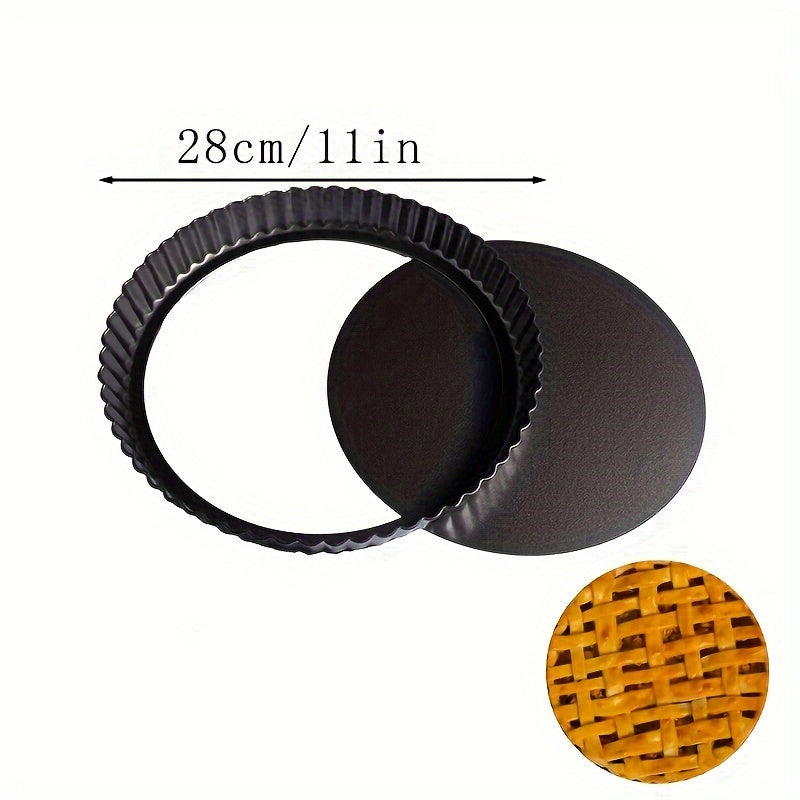 Round Black Baking Pan with Removable Metal Bottom Non-Stick for Pies Cakes