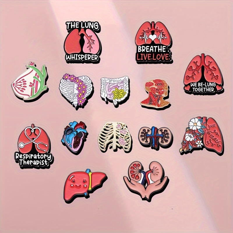 Hip Hop Brooch Pins Set with 14 Metal Badge Pins for Backpack Hat Clothes Decoration