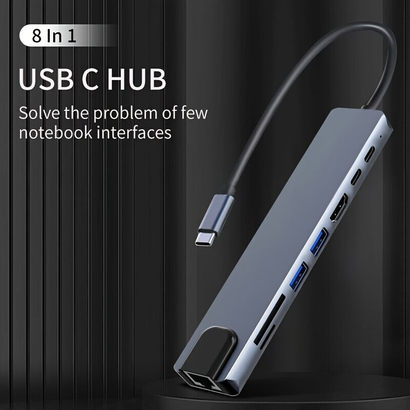 8-in-1 USB-C Hub with 4K HDMI Ethernet USB 3.0 SD Card Reader for MacBook Pro