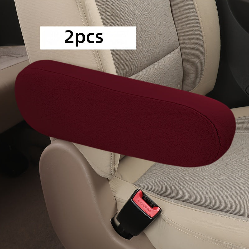 2pcs Elastic Polyester Car Seat Armrest Covers Washable Protective Sleeves