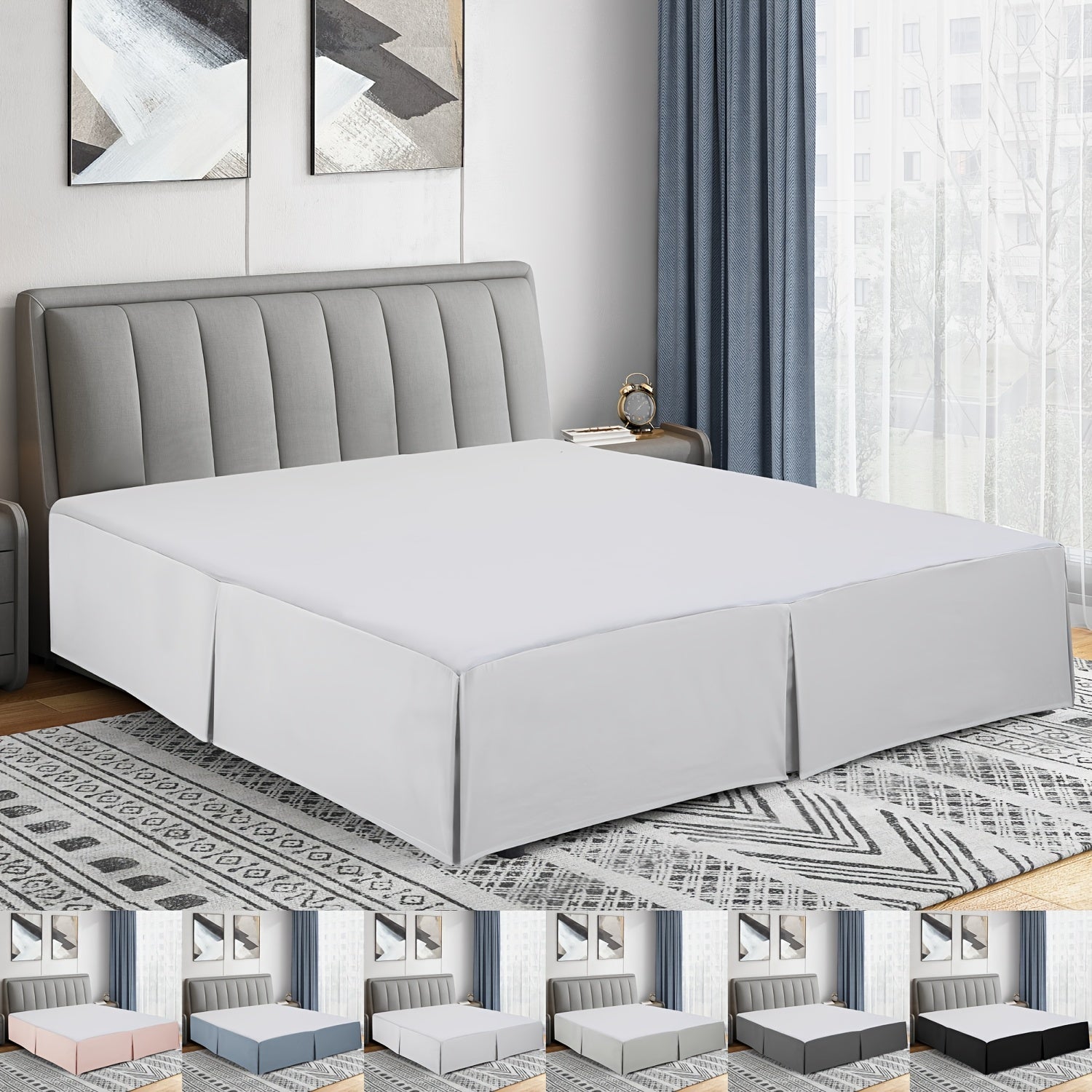 All-Season Pleated Bed Skirt 14 Inch Drop Hypoallergenic Breathable Machine Washable