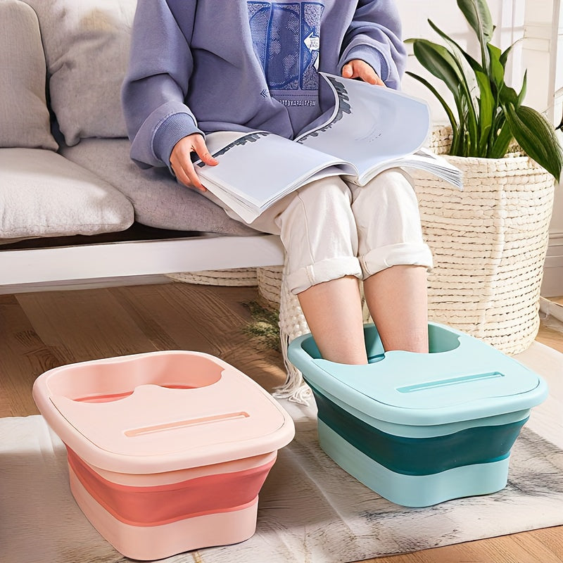 1 dona Egiluvchan Oyoq Spa Havzasi Akupressura Massaji bilan - Portativ Pedikur Asbobi, Tozalash va Saqlash Oson, Pushti va Yengil Ko'k Dizayni, Uyda Foydalanish, Zamonaviy Oyoq Vannasi, Mustahkam Oyoq Tubi, Pedikur Oyoq