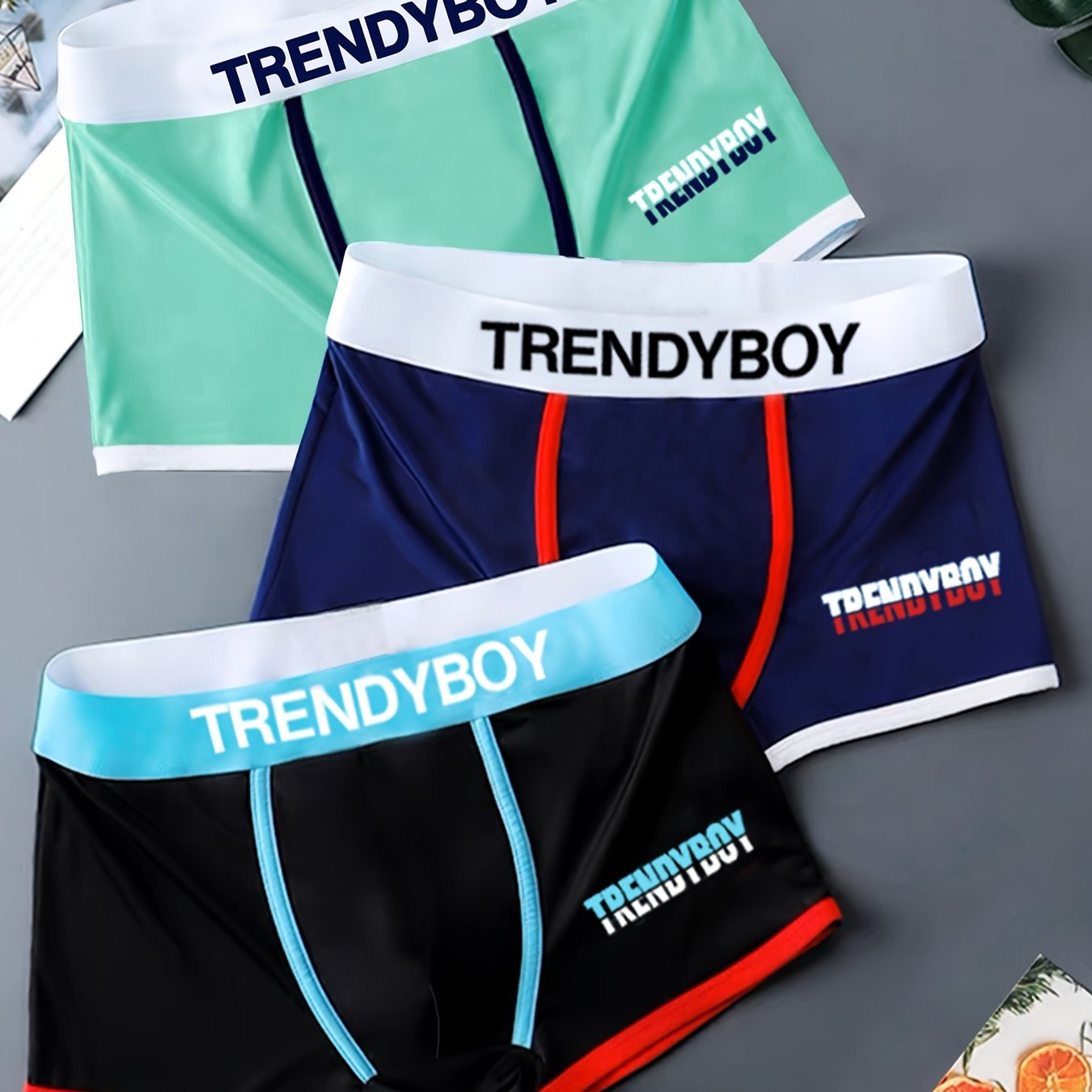 Men's Square-Cut Sports Boxing Shorts Breathable Comfortable Underwear Set of Three