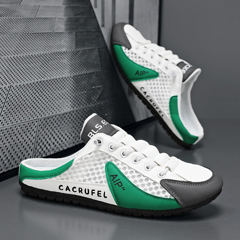 Men's Casual Slip-On Half Slippers with Anti-Slip Wear-Resistant PVC Sole