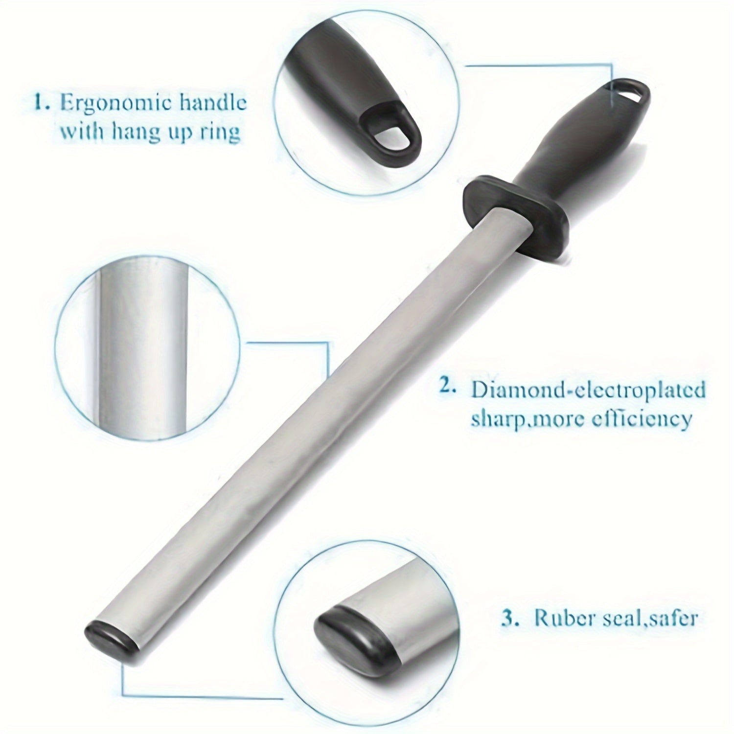 Diamond Carbon Steel Knife Sharpener Rod for Kitchen Home Use