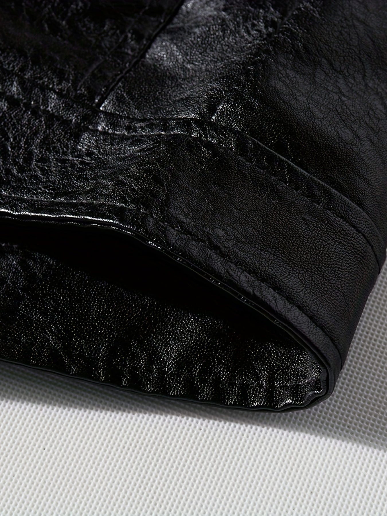 Men's Oversized PU Jacket Plus Size Casual Zipper Solid Color