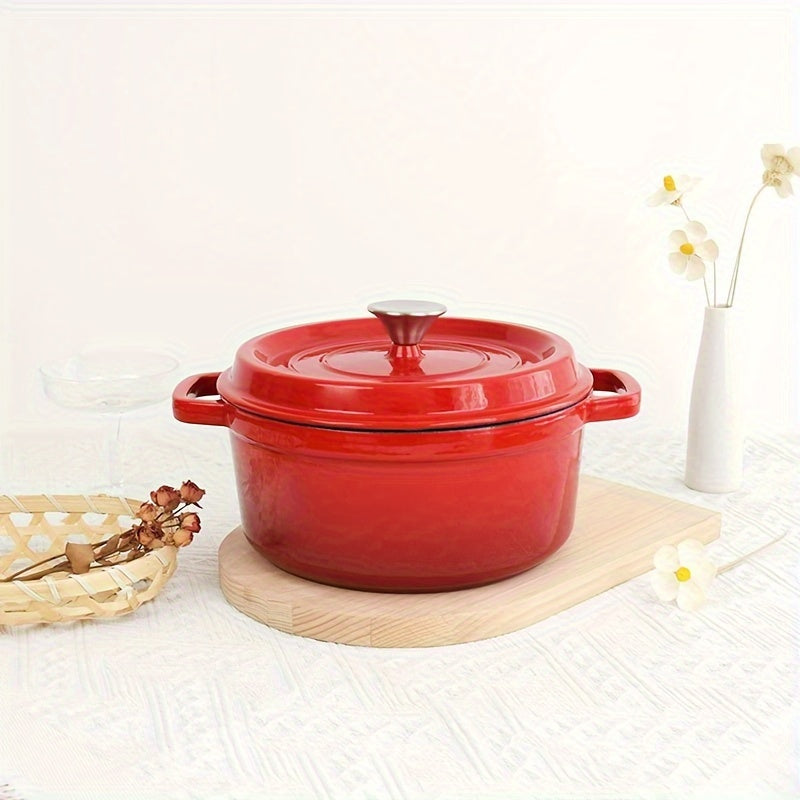 Enamel Coated Cast Iron Pot with Lid, Non-Stick, Oven and Induction Compatible, 60.8oz-115oz