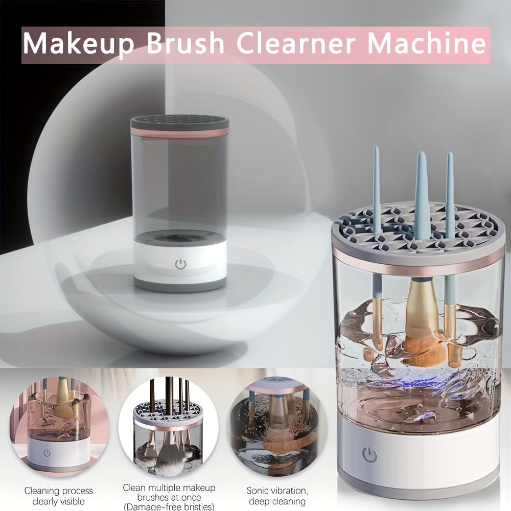 Electric Makeup Brush Cleaner USB Automatic Deep Clean Multi-Size Compatibility Visual Water Tank