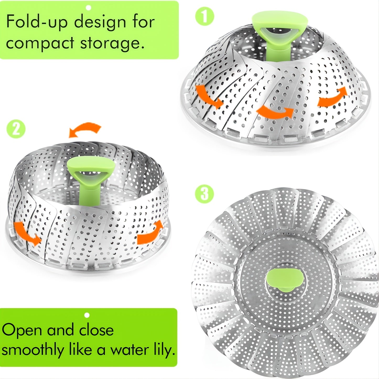 Cesta de vapor de acero inoxidable para verduras para una cocción rápida y fácil