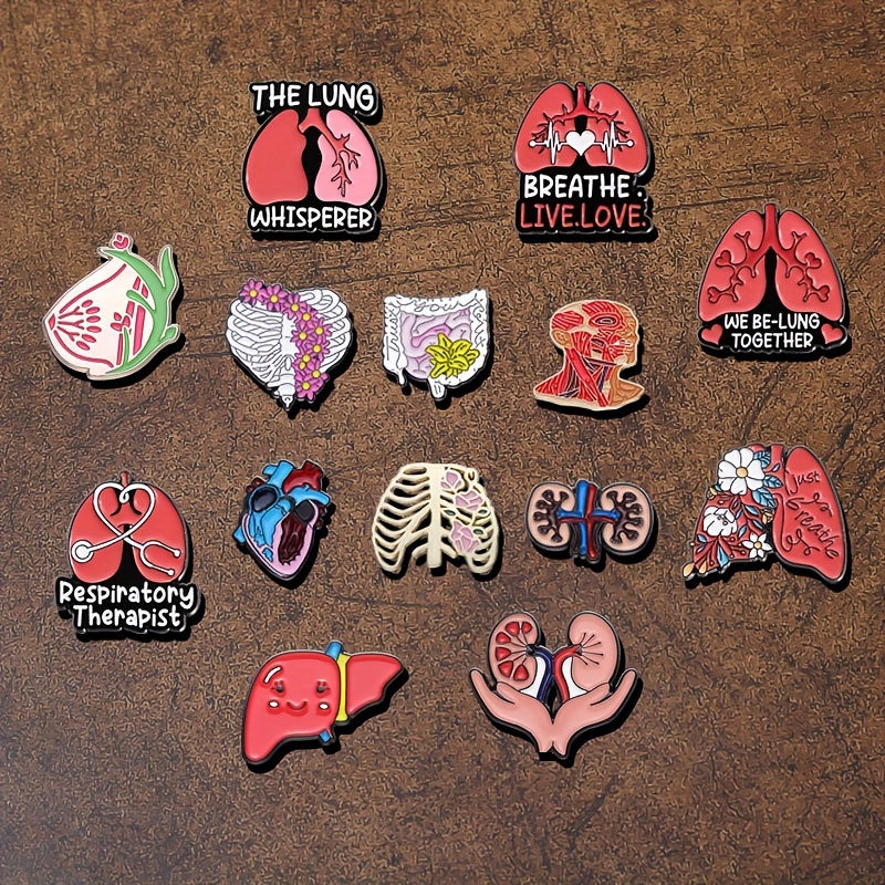 Do'stlar uchun sovg'a: 14 ta tana tuzilishi metall yodgorlik pinlari bilan Hip Hop brosh to'plami, rucksack, shlyapa yoki kiyimda bezatish uchun. Zargarlik ishqibozlari uchun mukammal.