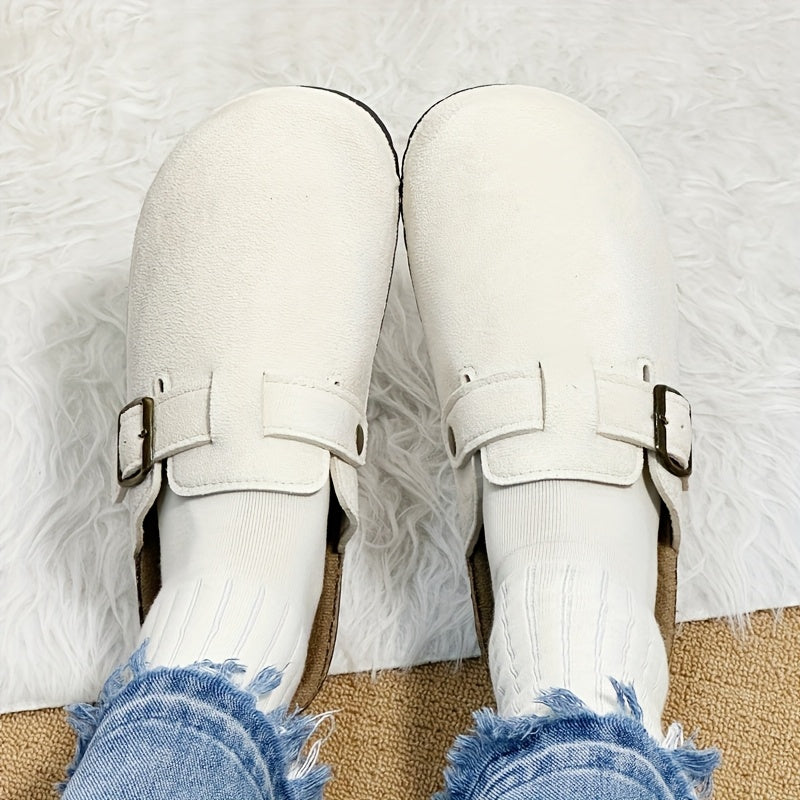 Unisex Cork Grain Slip-On Flat Sandals Breathable Casual Shoes