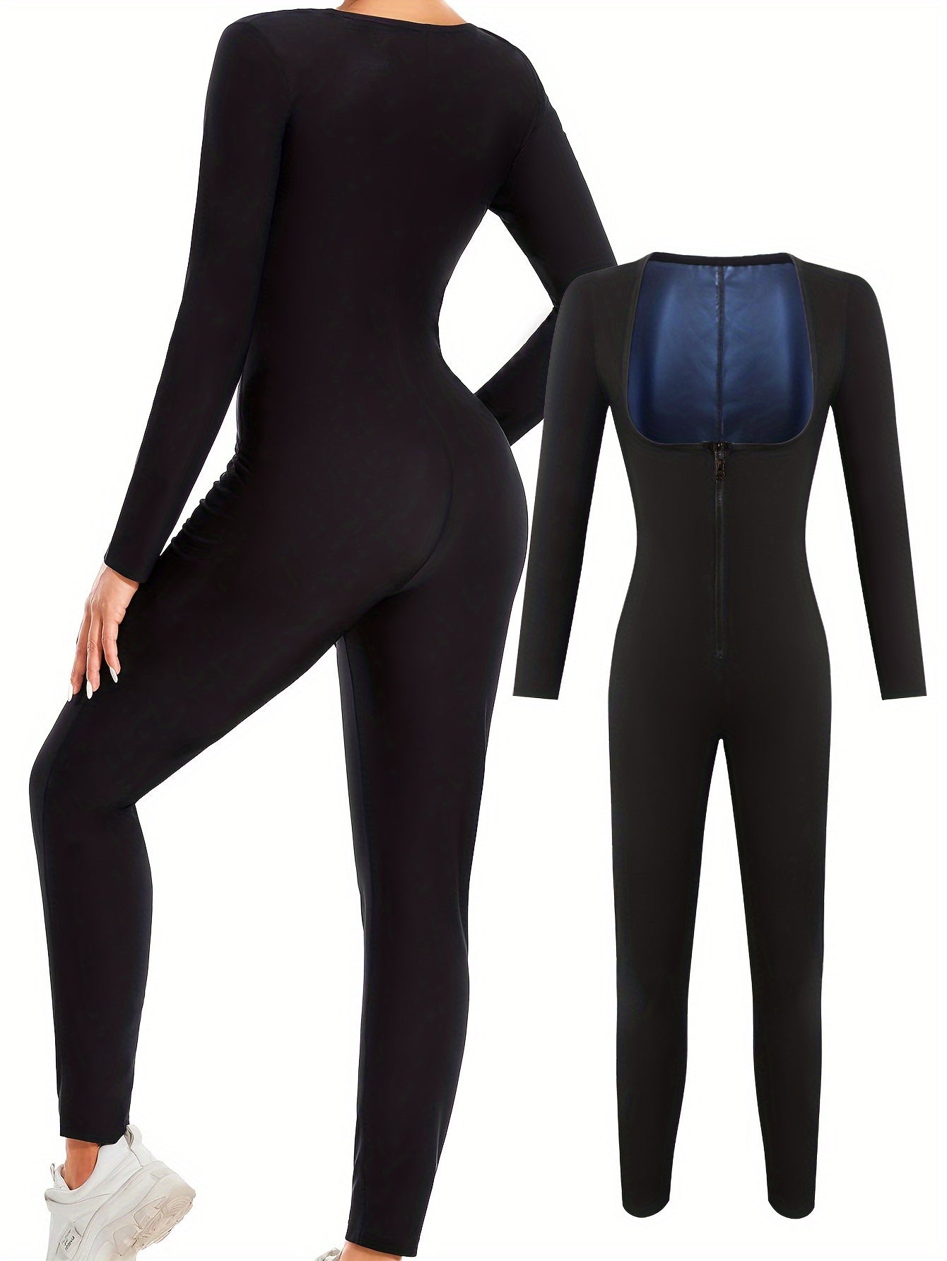 Women's Thermal Bodysuit with Long Sleeves Zippered Fitness and Yoga Sweatshirt